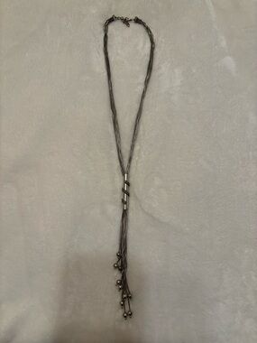 Source Unknown Silver Multi-Strand Necklace with Pearls